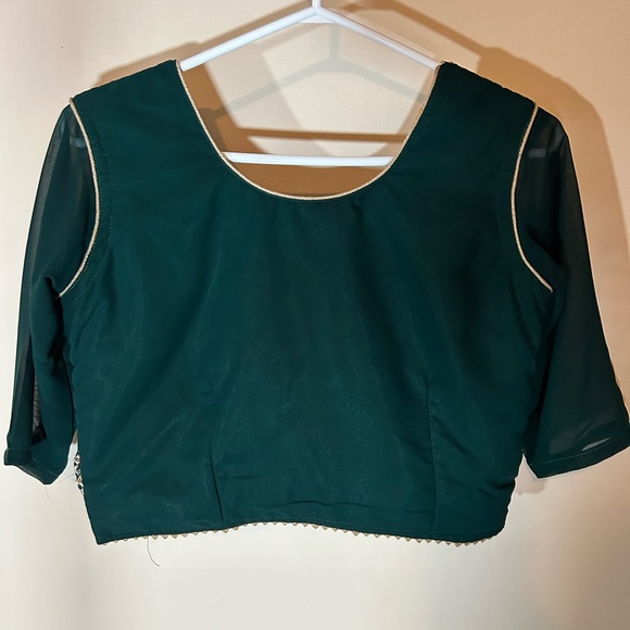 Lengha with top and dupatta, forest green, worn once - Picture 8 of 8